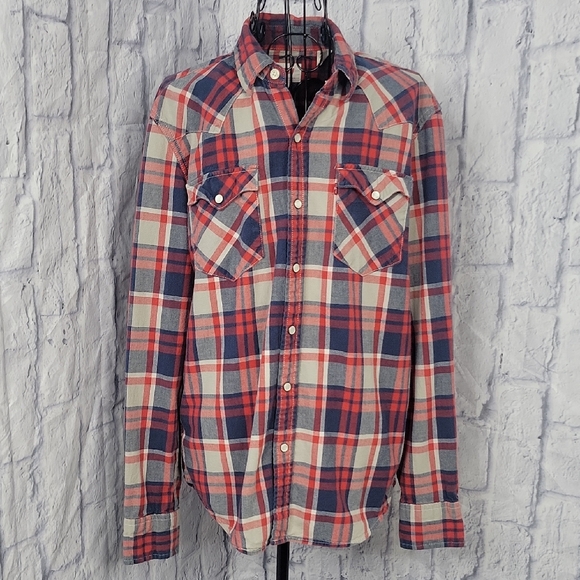 Levi's Other - Levi's Red and Blue Plaid Casual Button Down Shirt  Medium‎